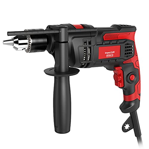 Hammer Drill 850W Impact Drill 1/2-Inch 7 Amp Corded with Variable Speed 0-3000RPM, Hammer and Drill 2 Functions in 1 for Steel, Concrete, Drilling Wood, Plastic Drilling by Vistreck - Used condition - US$34.28