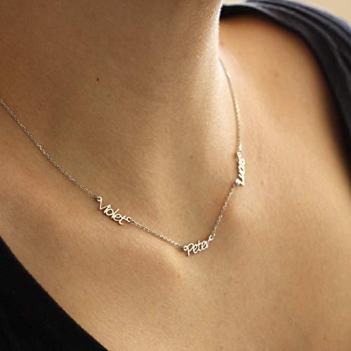 Amazon Com Name Necklace Kids Name Necklace Personalized Necklace Custom Name Necklace 3 Name Necklace Gift For Mother Couples Necklace Birthday Gift Sterling Silver Handmade Products