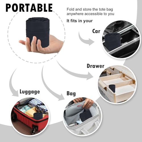Duffle Bag for Travel Foldable Backpack Woman Man Large Tote Bag Cute Packable Weekender Overnight Bag, Classic Black4
