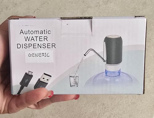 USB Rechargeable Automatic Water Dispenser, Electric Water Pump for 5 Gallon Bottles, LED Light