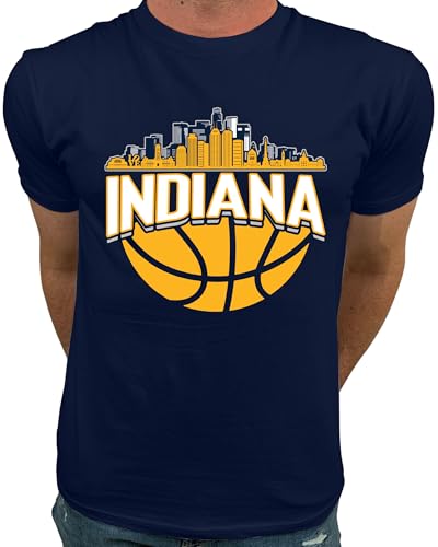 Market Trendz Indiana Basketball T-Shirt – Unisex Graphic Tee with City Skyline Design - Navy XL