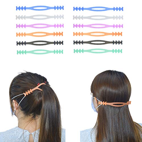 6/12 piezas de silicona suave máscara extensión hebilla ganchos titular ajustable máscara titular máscara extensor para adultos niños