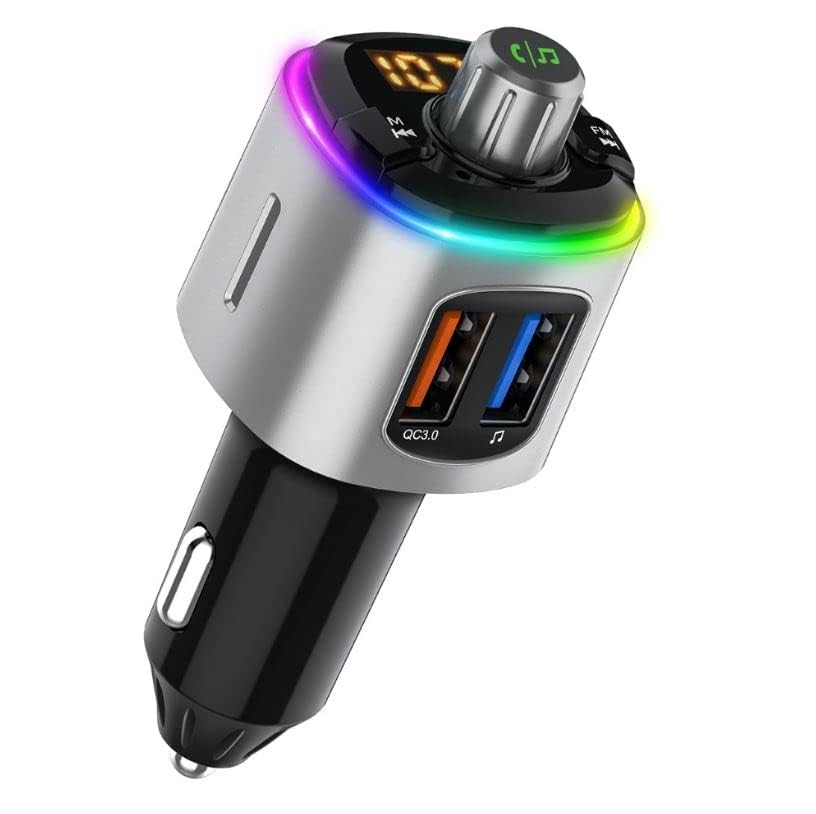 Glaceon Car Bluetooth FM Transmitter, MP3 Player Transmitter, Wireless Handsfree 2 USB Charger Kit, FM Transmitter Wireless Radio Adapter Kit Dual Transmitter Support SD Card