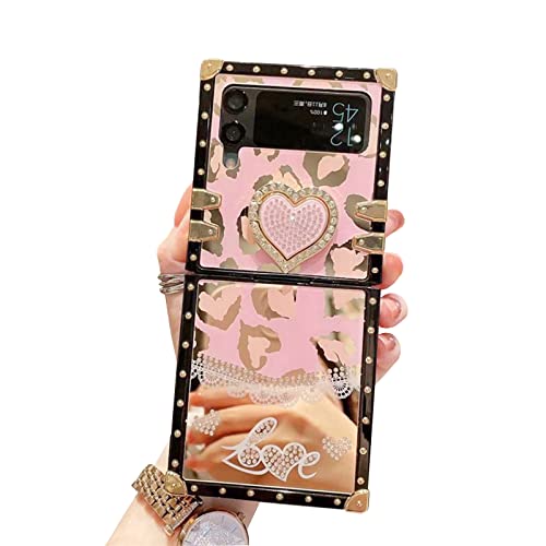 Miitoomo Capa para Samsung Galaxy Z Flip 4 quadrada elegante, Glitter Love Z Flip 4 capa com suporte