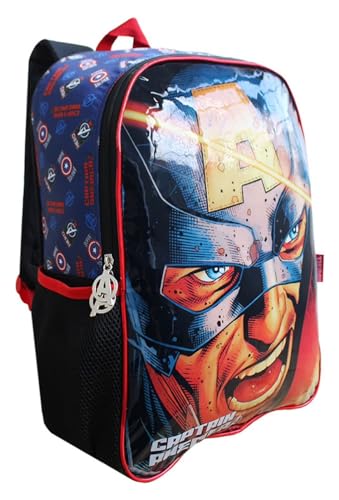 Mochila Escolar Infantil Juvenil Marvel Vingadores Capitão América (Preto)