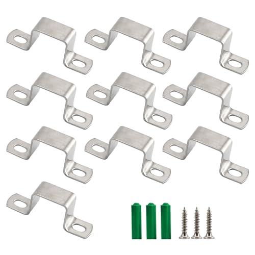 Supporto per tubo quadrato M30 x 15 mm, in acciaio inossidabile 304, forma a U, supporto in metallo, sospensione per tubi, fascetta per tubi con viti, confezione da 10 pezzi