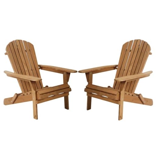 BSTOPHKL Outdoor Adirondack Chair,Set of 2 Folding Wooden Adirondack Lounger Chair,All-Weather Chair Fire Pit Chairs Seating Accent Furniture Wood Chairs for Patio Chair Lawn Chair - Natural