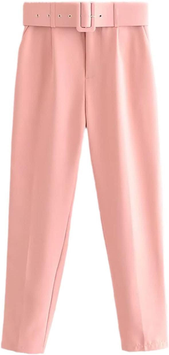 Kelsiop Pencil Women's Pants Women's High-Waisted Belt Straight-Leg Pants Fashion Office Women's Pants
