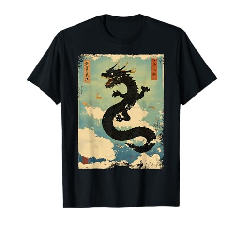 Funny Vintage Japanese Dragon Fantasy Vintage Gamers Graphic T-Shirt