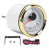 KIMISS 52mm ボート用舵角ゲージ、ユニバーサルマリンインジケーター 0-190ohm 9-32V、ホワイトダイヤルゴールドベゼル、スピードボート、ヨット、クルーズ船用