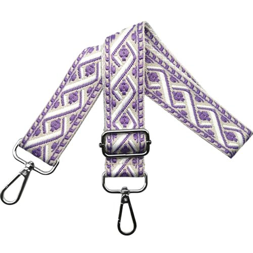 Bag Straps for Changing Shoulder Strap for Bag, Adjustable Bag Strap Wide 3.8 cm with Silver Carabiner Shoulder Strap, Bag Strap, Shoulder Strap, Carry Strap for Handbags, Colourful, R, purple,