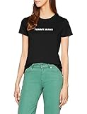  Tommy Jeans Mujer Crew Logo Camisa Manga Corta Negro (Tommy Black 078) X-Small