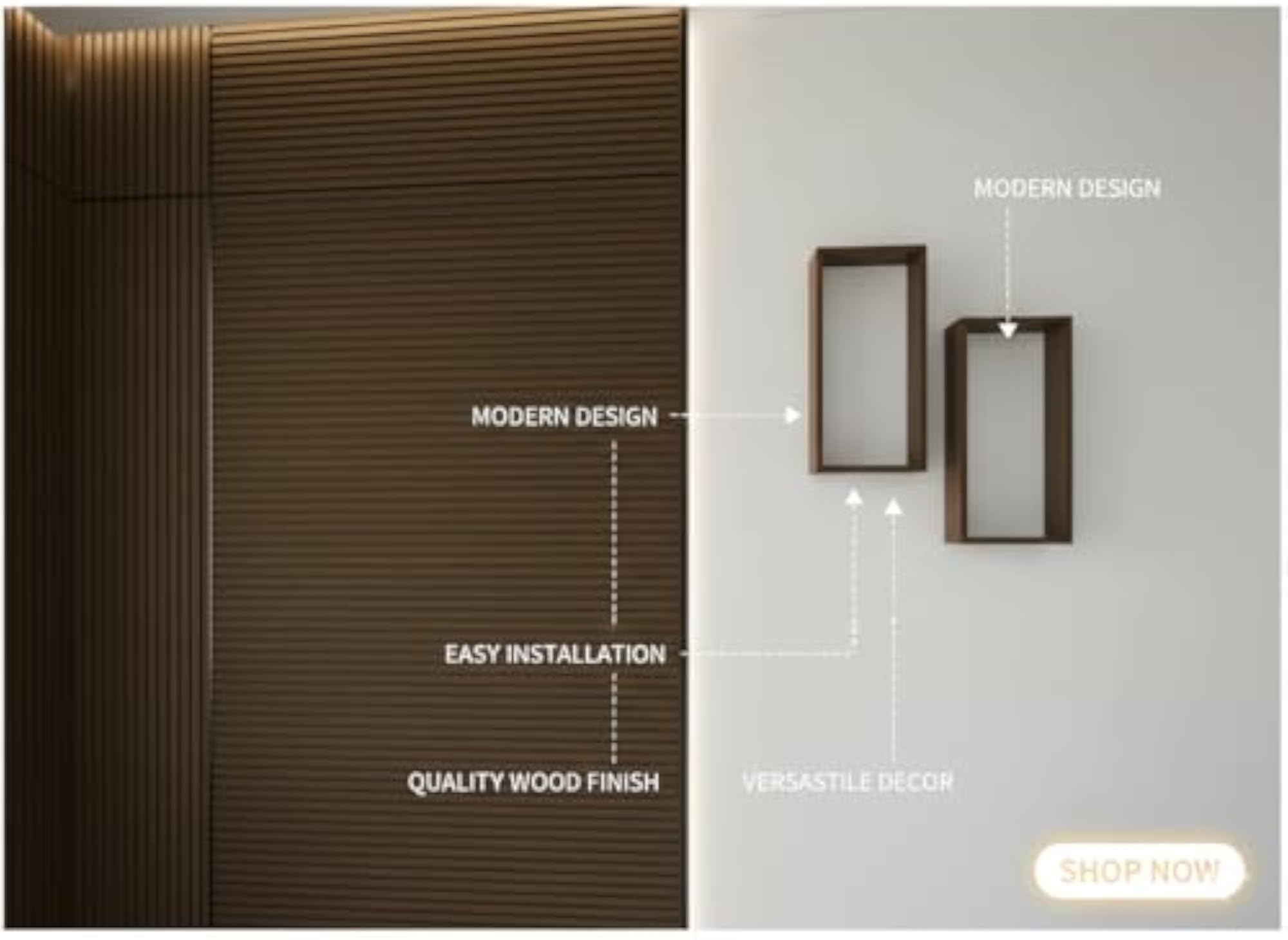 Cocoa Shell Heavy Load Capacity Floating Rack for Study Room