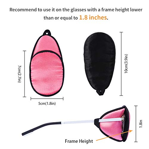Image of eZAKKA Eye Patches for Adults, Eye Patch for Glasses, Silk Patch for Lazy Eye Amblyopia Strabismus and After Surgery (Peach Pink+Black)