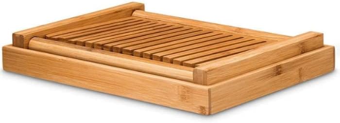 Miniatura 4 de Cortador de pan de bambú profesional, hecho en casa, compacto, duradero, ajustable, ecológico y limpio, guía de cuchillos para pan casero, bagels,