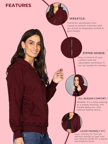 Image of Blessed Printed Women�s Full Sleeve Cotton Zipper Hoodie with Pockets | Regular Fit Hooded Sweatshirt Pullover for Winter, Casual, Outdoor, Travel & Everyday Wear