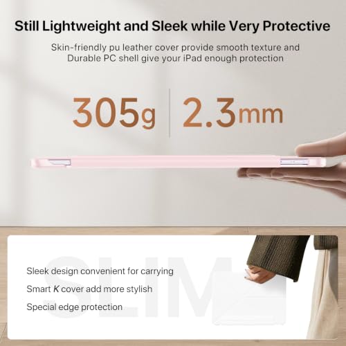 Image of for iPad Pro 11 Inch Case 2022 /2021 /2020, Magnetic Slim Foldable Multi-Angle Folio Case with PU Leather, Auto Wake /Sleep & Hidden Pencil Holder (Pink, iPad Pro 11 in 2020 /2021 /2022)