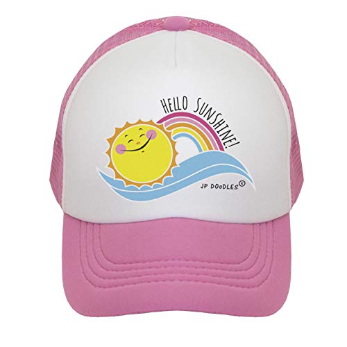 Jp Doodles Hello Sunshine Kids Trucker Hat. Baseball Mesh Back Cap Fits Baby, Toddler And Youth (Light Pink, Mini 12-24 Mos) #TOP29