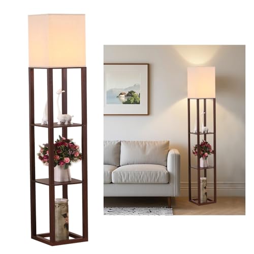 HomeFocus - LED Floor Lamp with Shelves,Floor Lamp with USB