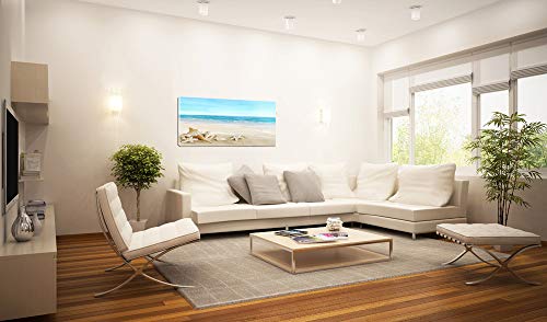 Dzl Art S73950 Beach Picture Decor Ocean Painting Canvas Wall Art Prints Of Starfish And Seashell On Sandy Seaside Ready To Hang For Living Room Bedroom Office Wall Decor Home Decoration #TOP5