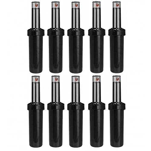 Lot de 10 arroseurs enterrés avec buse rotative 3/4, portée de 6,9-15,6 m. Arroseurs d'arrosage de pelouse avec levage automatique. Arroseur sectoriel réglable de 25 à 360 °. Comprend des tuyères.