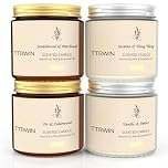 TTRWIN Scented Candles Gift Set, 4 Pack Natural Soy Candles: Jasmine & Ylang Ylang, Sandalwood & Patchouli, Fir & Cedarwood, Vanilla & Amber, Aromatherapy Gift for Christmas Birthday Mother's Day