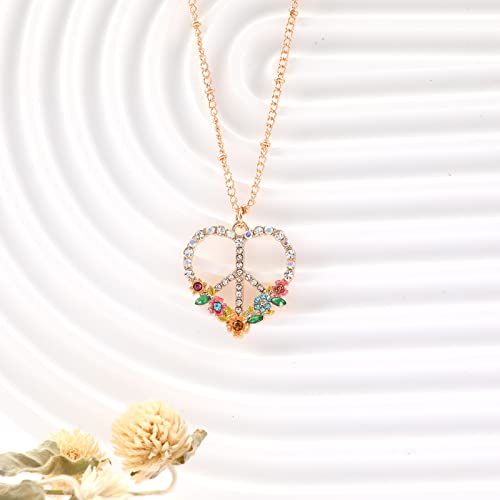 Peace Sign Heart CZ New Beginnings Lotus Necklace for Women, Heart Pendant Necklaces Flower Diamond Zirconia Love Necklace, Silver Rose Gold Chain Birthday Valentines Day Jewelry Gifts3