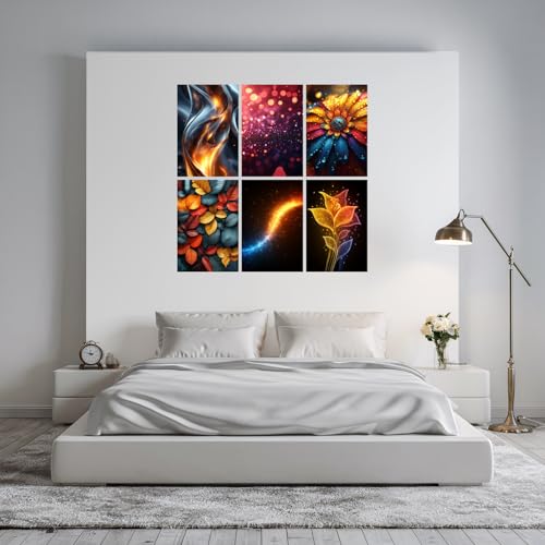 Image of SiddArtify Abstract Wall Art Prints Set - Modern Decorative Poster for Living Room Bedroom Office - 8x12 Sticker Pack of 6