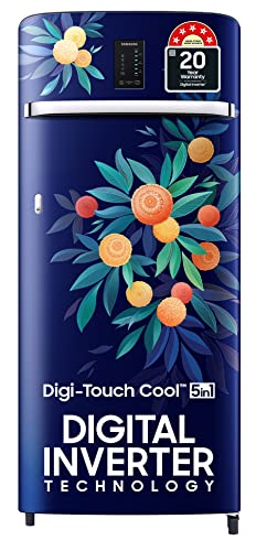 Samsung 215 L 5 Star Digi-Touch Cool, Digital Inverter Direct Cool Single Door Refrigerator (RR23C2E35NK/HL, Orange Blossom Blue)