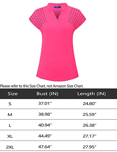 Moydan Polo Shirts For Women,Golf Shirt For Women Womens Golf Apparel Sport Workout Tops For Women Cap Sleeve Tennis Running Golf Clothes Rose Red X-Large #TOP5