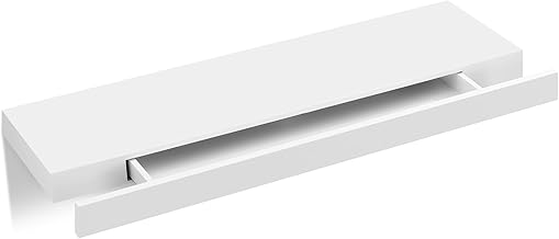WOLTU Wall Shelf, Modern Wall Shelf, MDF Shelf with Drawer for Living Room, Bedroom, Kitchen, 80 x 25 x 5 cm, White, RG9345ws