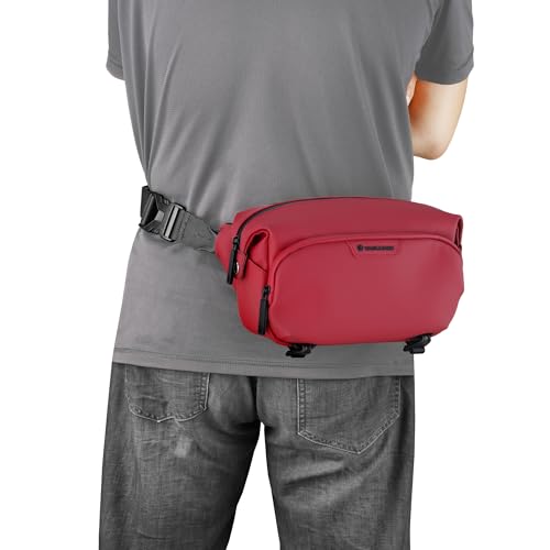 Image of Vanguard VEO Lite W3L Camera & Everyday Waist Pack (Red) - 3L Capacity, Fits Mirrorless Camera + Accessories, Tripod Strap, Adjustable Wear, Easy-Clean Water-Resistant Design