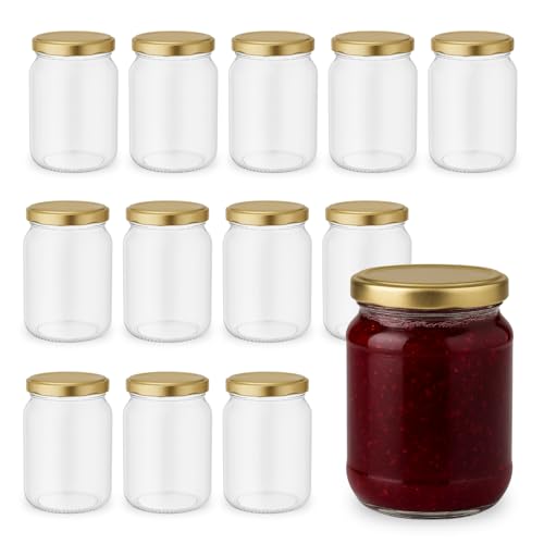 PALUPLUS 12 Barattoli in Vetro con Coperchio da 500 ml, Misura 9x12 cm, Vasetto vuoto con tappo twist off a Chiusura Ermetica, vasi sottovetro per marmellate, conserve, bomboniere -6649F -5,8