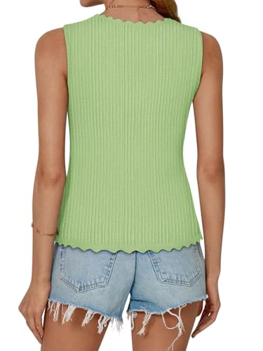 Image of COCCKO Womens Summer Tops Vacation Beach Outfits Cute Tie Front Crochet Vest Knit Sleeveless Sweaters