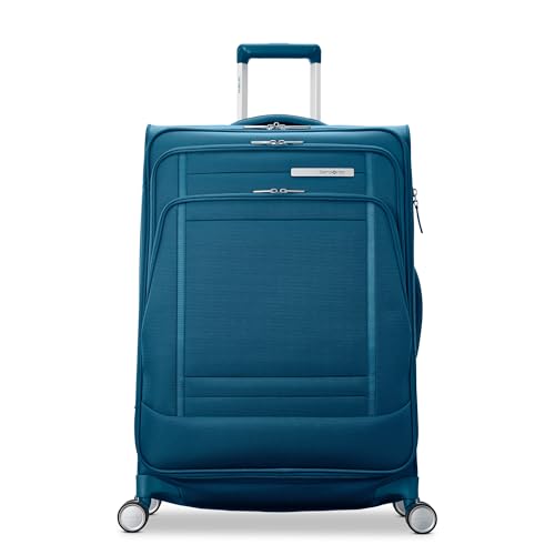 Image of Samsonite UpLIFT Lightweight Medium Checked Softside Luggage with Spinner Wheels - Expandable - Airline-Approved, Polyester Soft Suitcase for Ultra Light Travel - Cerulean Blue