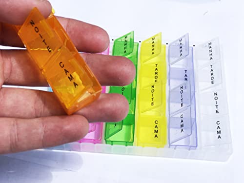 Caixa Porta Comprimido 4x Dia Organizador De Medicamento Remédio Semanal - Colorido