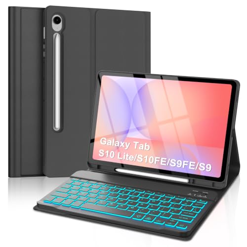 Teclado para Samsung Galaxy Tab S9 FE con retroiluminación de 7 colores y funda desmontable