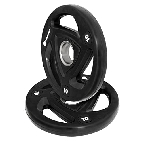 GYMENIST Premium Olympic Rubber Coated Metal Weight Plates – Durable Non Slip Grip & Long-Lasting Weights Plate Gym Sets for Home & Commercial Use (35Lb - Pair, Rubber), Black (GWP-410-35-PAIR)
