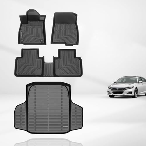 KELCSEECS® Floor Mats & Cargo Liner Custom for 2018-2022 Honda Accord/Honda Accord Hybrid All Weather Protection TPE Floor Liners Front& Rear Row Full Set Accessories Black by KELCSEECS - Used condition - US$86.03