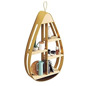 HJW Praktische opbergrek Iron Art drijvende plank 4 Tier, Home Wall Mount Opbergrek voor fotolijst Boek Plant Pot Cups Modern Design 1Huiyang-01020, Metallic