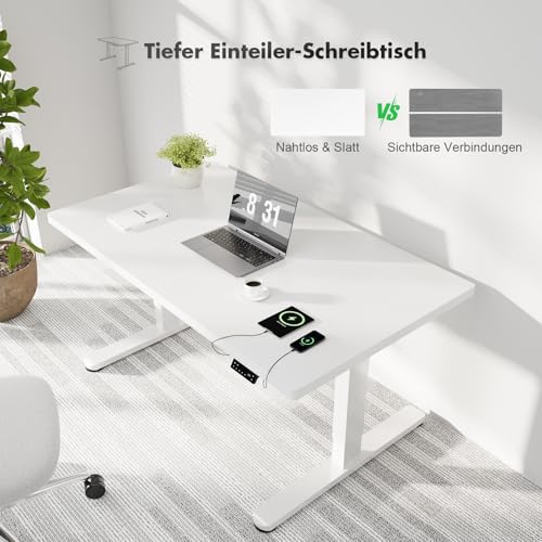 Flamaker Höhenverstellbarer Schreibtisch 160x80 cm, 25MM Ganze Tischplatte mit Bürstenloser Motor… – Ansicht 3