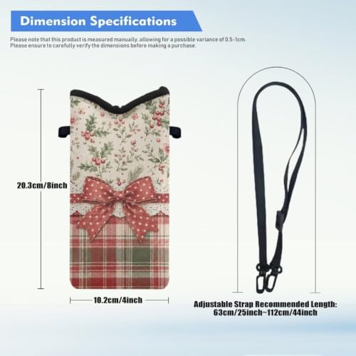 Image of Christmas Crossbody Cell Phone Purse Winter Holiday Small Satchel Pouch for Women Men, for Cellphone, Keys, Lipstick, Cashes, Passport, Bow Christmas Plaid Holly