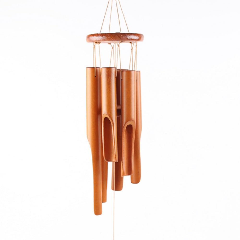 Feill Natural Handcrafted Bamboo Wind Chime, Outdoor Garden Decor with Soothing Tones, Weather-Resistant Hanging Wind Chime for Patio, Porch, Balcony, 30 Inches