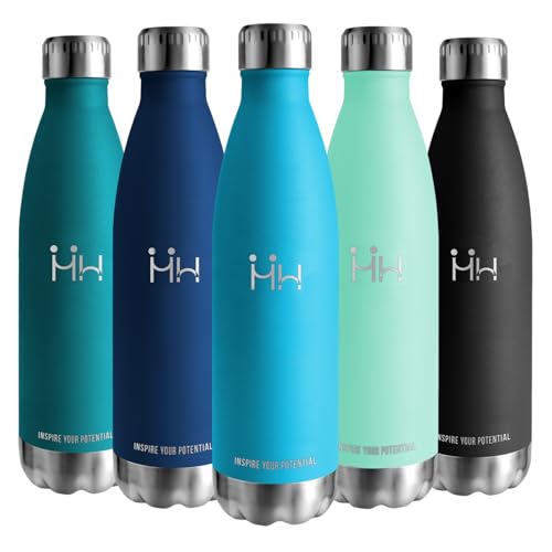 Botella Agua Acero Inoxidable, 500 ml Libre de BPA, Botella agua niños, 18/8 Acero Inoxidable, Botella de Agua, Aislamiento al Vacío de Boble Pared, Cantimplora para Escuela, Caminar - Celeste