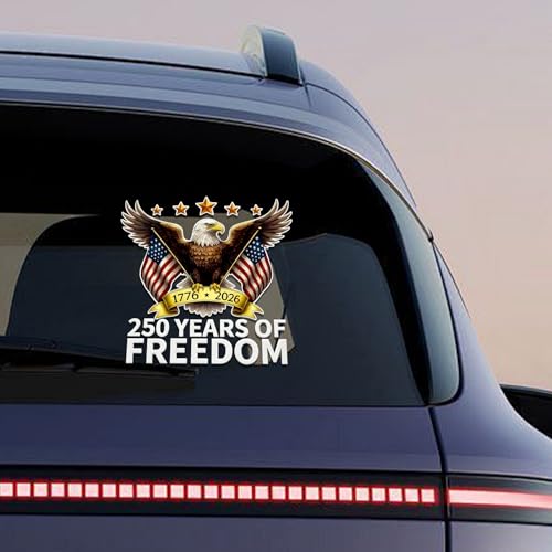 FIESOLIE 250 Anniversary USA Car Decals, 250 Year American Anniversary Bumper Stickers, 1776-2026 Independence Window Decals, Patriotic Eagle Stickers for Refrigerators, Trucks, Laptop (10x10 Inch) — view 6