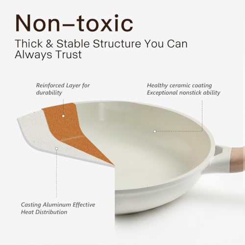 Image of USELUCK 22-Piece Pots and Pans Set, Nonstick ceramic cookware set | PFAS-Free Non-Toxic Ceramic Cookware, Healthy Kitchen Cooking Set, Induction Compatible, Easy to Clean, White
