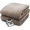 Biddeford Blankets Micro Plush Electric Heated Blanket with Digital Controller, Full, Taupe
