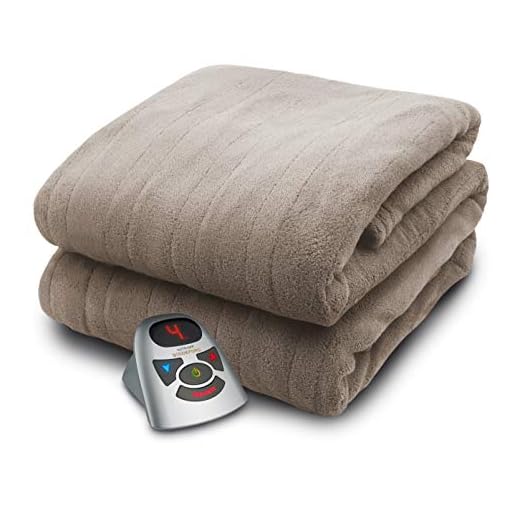 Biddeford Blankets Micro Plush Electric Heated Blanket with Digital Controller, Twin, Taupe