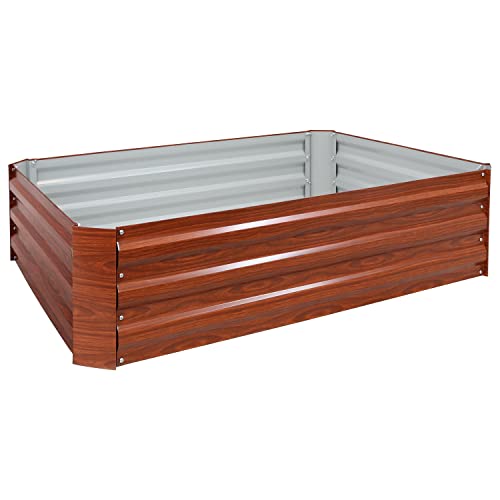 Sunnydaze 47.5" Rectangle Steel Raised Garden Bed - Outdoor Raised Planter For Plants, Vegetables, And Flowers - Woodgrain #TOP1