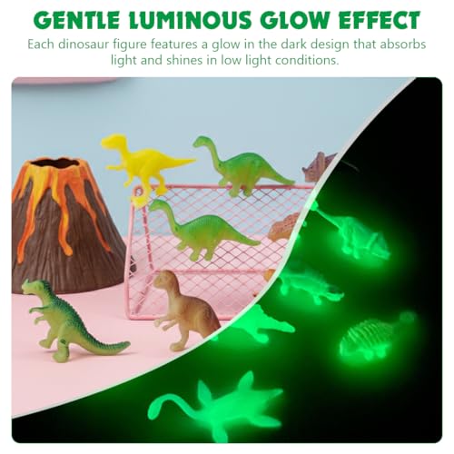 Image of PATPAT 16Pcs Glow-in-the-Dark Mini Dinosaur Toy Set, 5-7cm Luminous PVC Miniature Dino Figurines, Small Dinosaur Toys for Kids 3-5 Room Decor Items, Birthday Return Gift for Kids